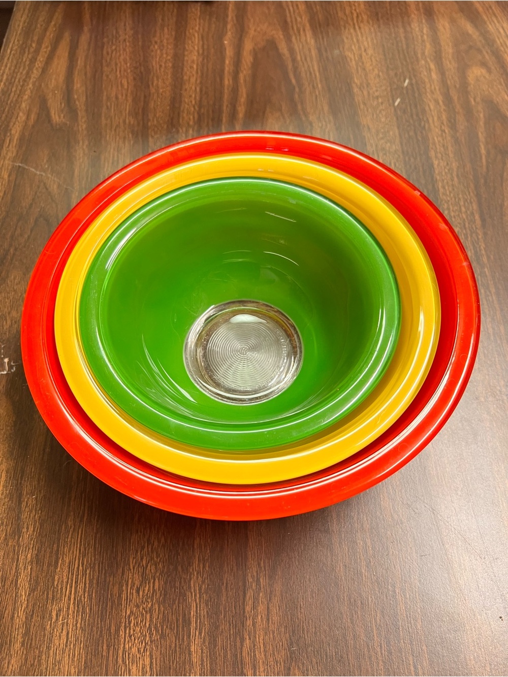 Rare & Vibrant Vintage 1980s Pyrex Clear Bottom Nesting Mixing Bowls